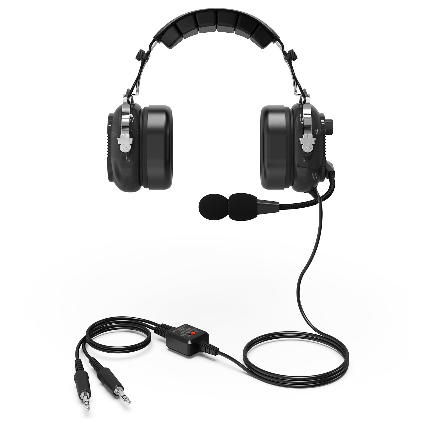 General Aviation Headset GA Dual Plugs Auriculares Piloto Pasiva Cancelación de Ruido con Micrófono Mono y Estéreo Reducción 24dB Boom Micrófono Protección Auditiva Gel Ear Seals Auriculares