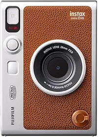 Fujifilm Câmera instantânea Instax Mini Evo híbrida (câmera instantânea/impressora de smartphone/câmera digital), marrom INS Mini EVO marrom C
