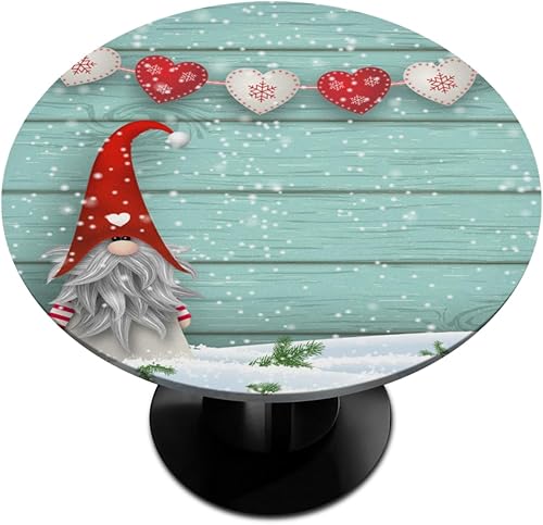 Nisser Norway - Mantel redondo ajustable de Navidad de 45 a 56 pulgadas, mantel redondo impermeable lavable con bordes elásticos, decoración del