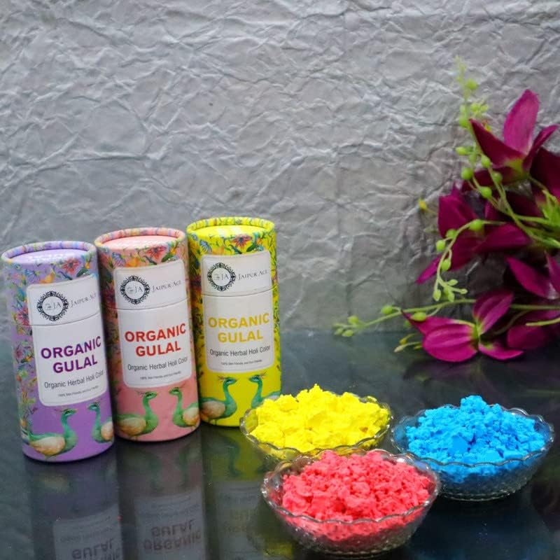 Blessing Decor Joyful Holi Treat - Kajoor Oreo Cake Sweet Celebrations (200 Grams) with 3 Vibrant Herbal Gulal Colors - Skin Friendly 100% pure And Natural Gulal 1