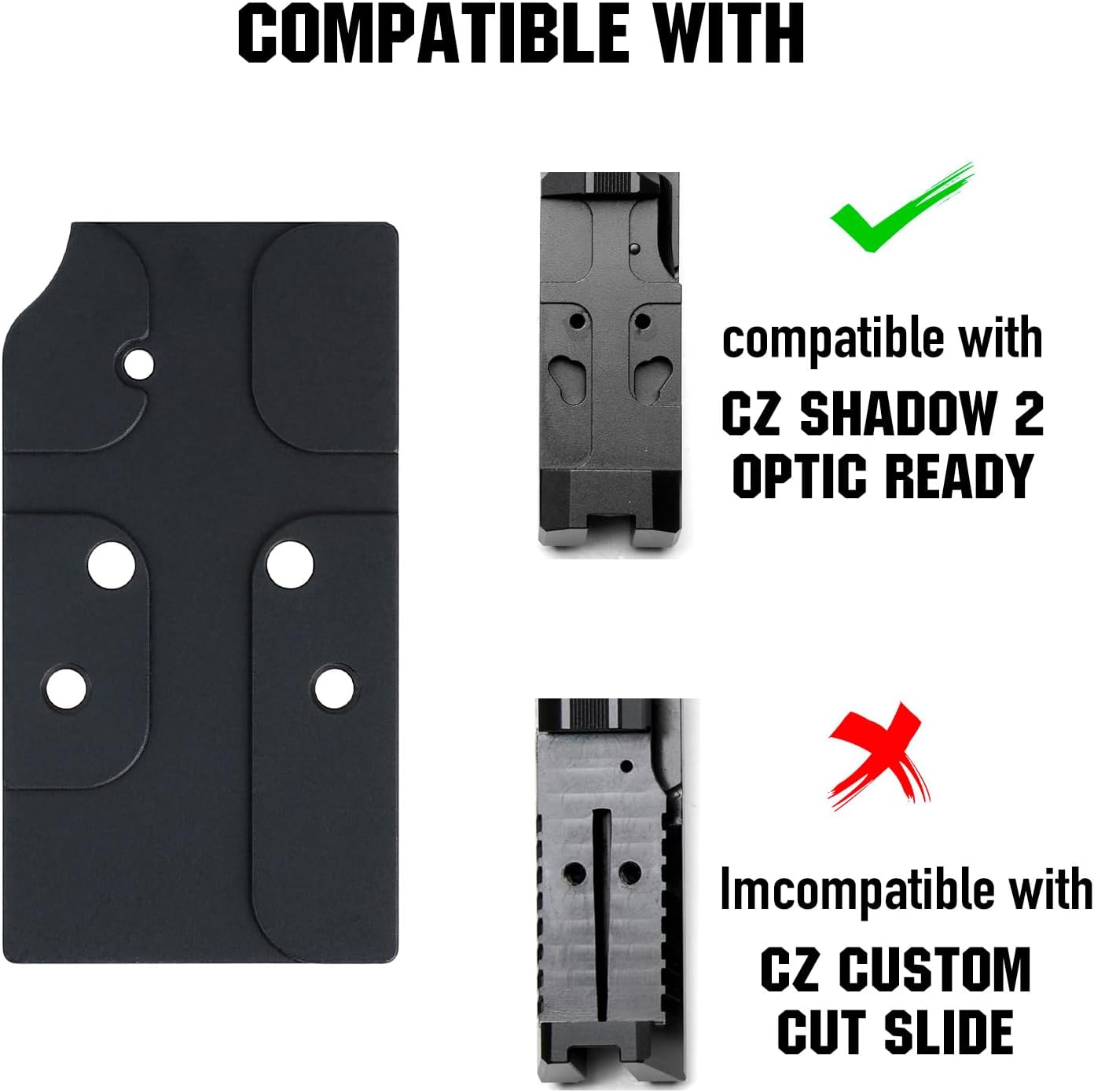 ohhunt Optic Adapter Plate Compatible with CZ Shadow 2 Optic Ready, Compatible with Holosun 407C/507C/508T/RMR/SRO