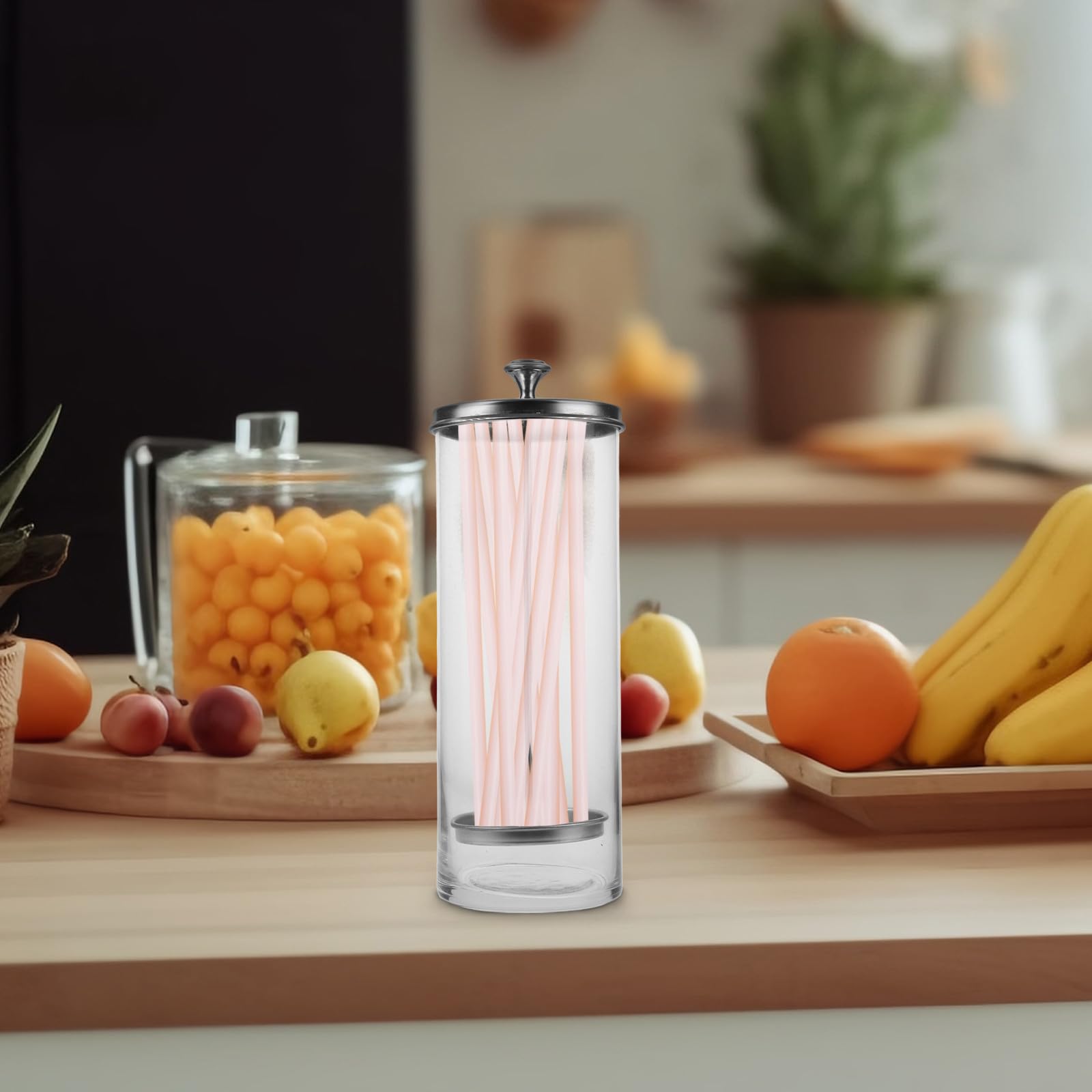 Pailles pour Stockage Long Terme Support en Acier Inoxydable en Verre de Distributeur Résistant et Solide de Pailles Larges et Fines