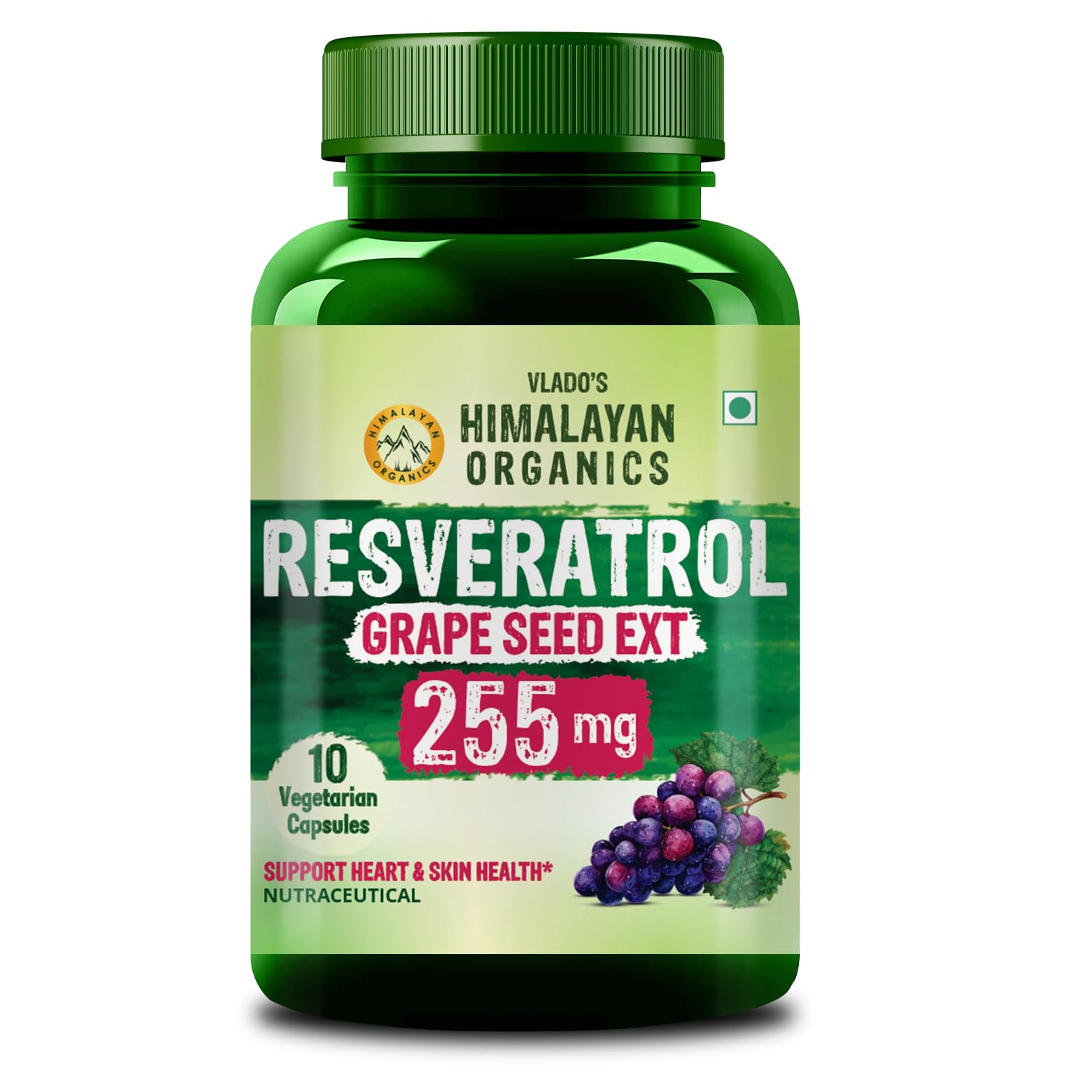 Vlado’s Himalayan Organics Resveratrol 255mg with Grape Seed Extract Supplement - 10 Veg Capsules-image-25
