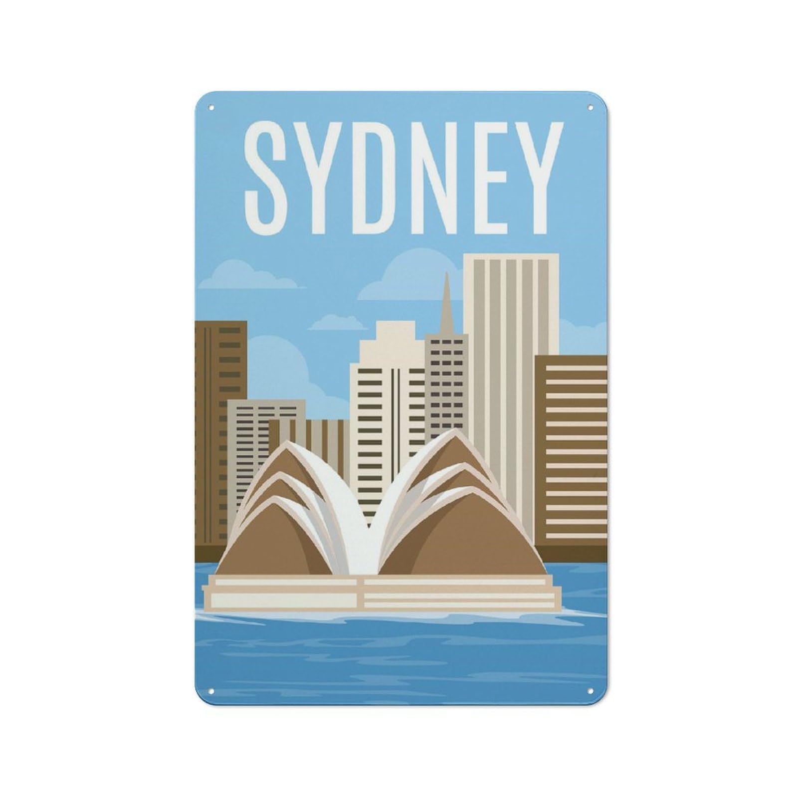 Junmoney Sydney Australia Printed Metal Sign 30X20cm For Home Office Or Studio, For Winter Room Styling In Home Office And Studio