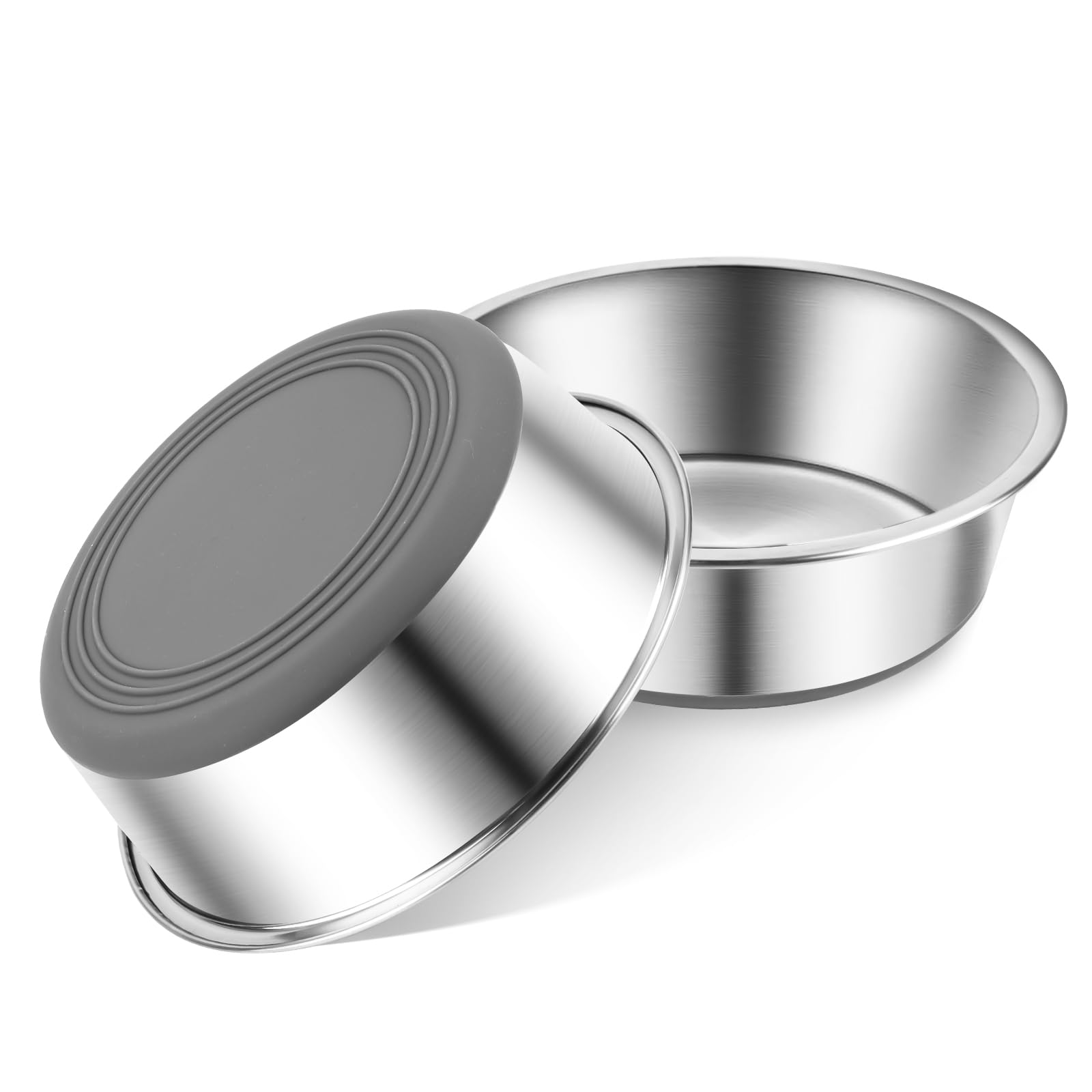 2 cuencos para perros de acero inoxidable para comida y agua, base de silicona antideslizante, comedero de metal para perros en varios tamaños para gatos, perros pequeños, medianos y grandes (480 ml)