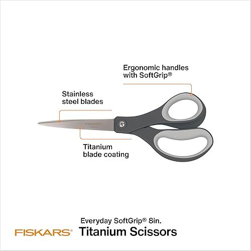 Miniatura 2 de Fiskars Tijeras de titanio Softgrip para uso diario (8 pulgadas), 2 unidades