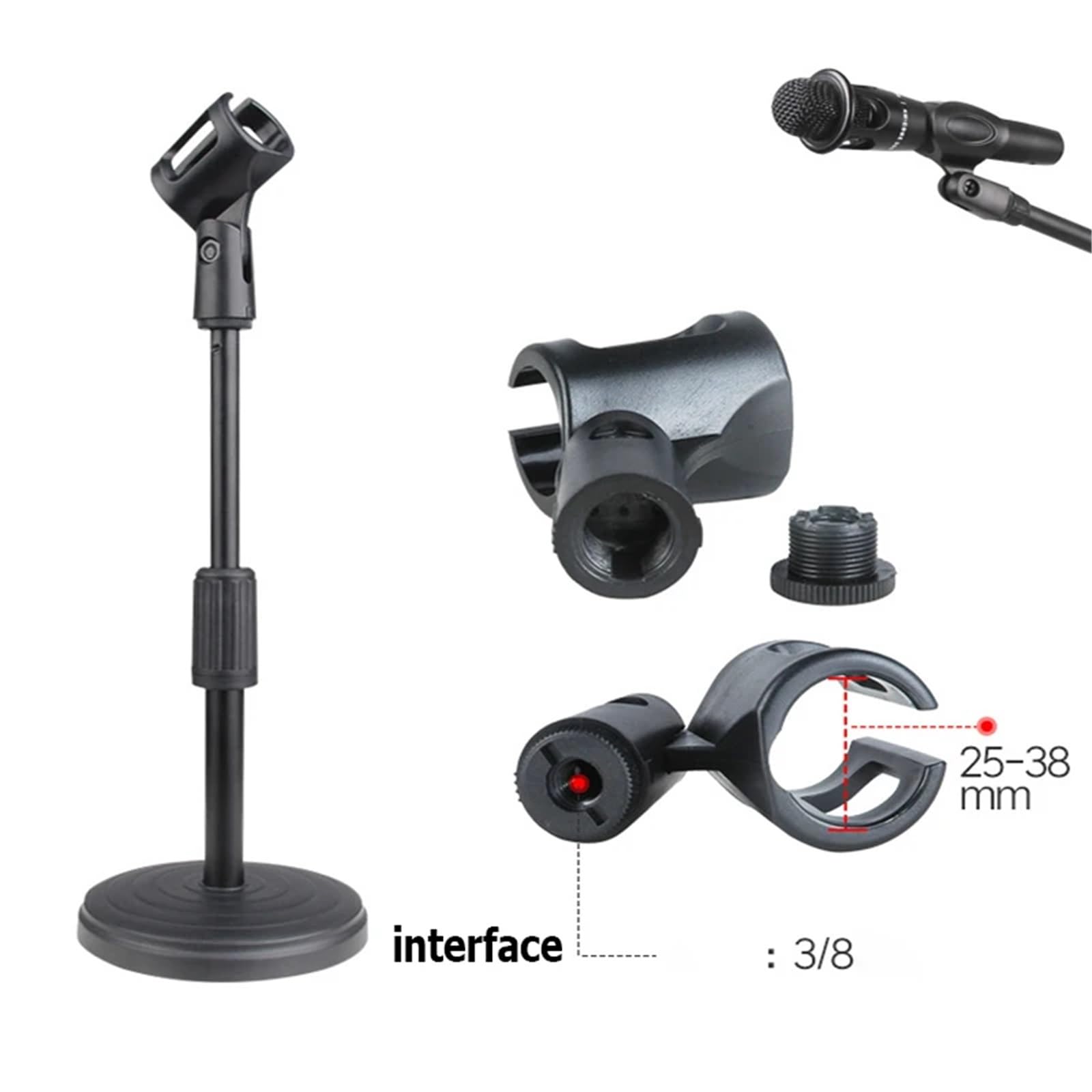 Lot de 10 clips de microphone pour support de micro sans fil/fil rotatif (M02)