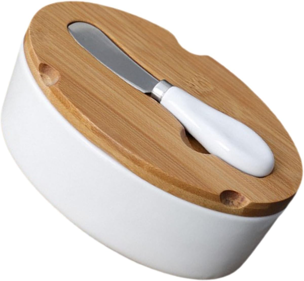 Angoily Ceramic Butter Dish and Cheese Tray Set with Lid Airtight Butter Keeper and Cutter for Kitchen Tableware Nordic Style for Home Dining