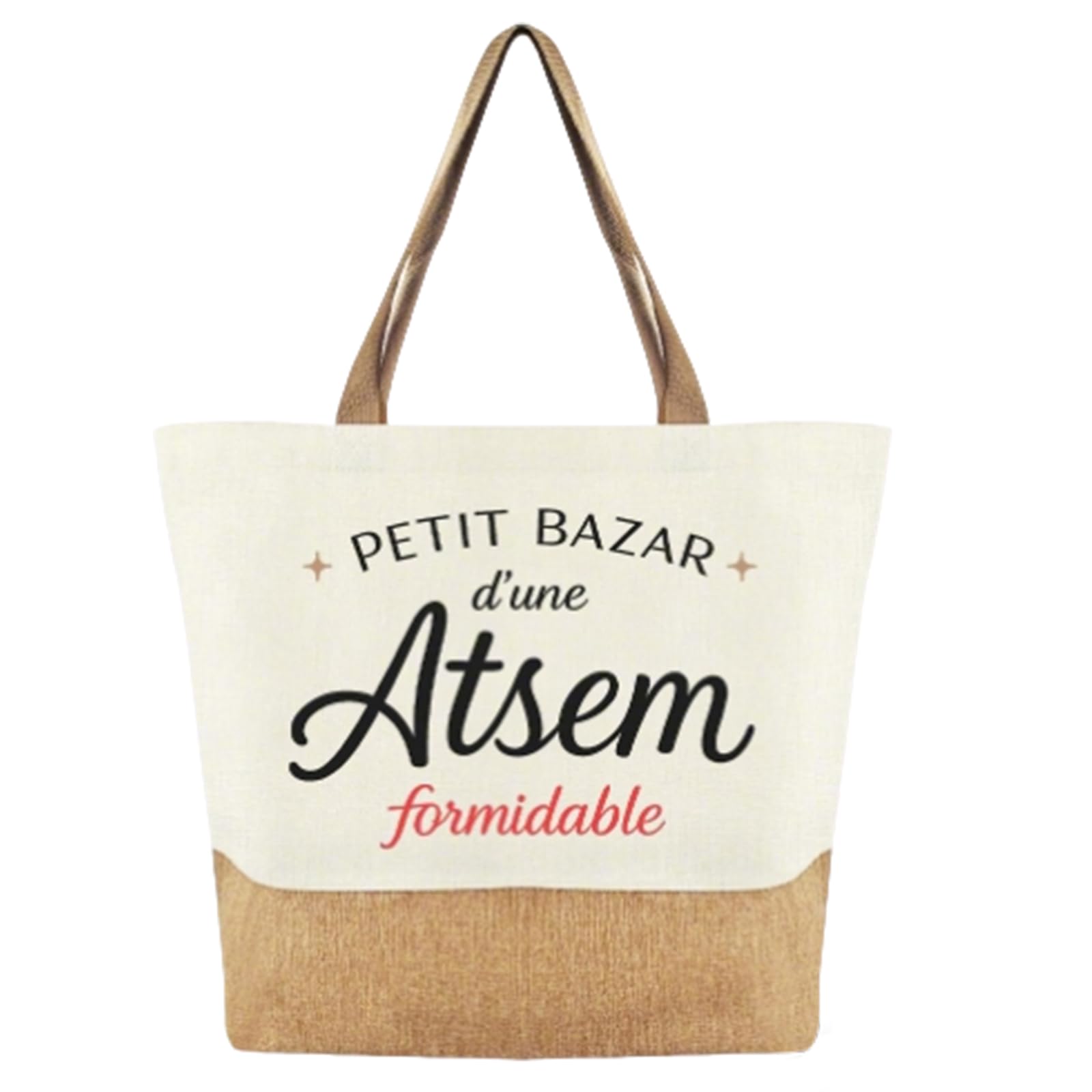 Sac Cabas Merci Atsem Maternelle Grande Capacité Toile Cadeau Enseignante