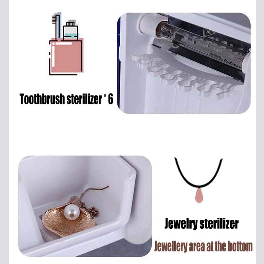 TJH - Sterilizzatore Intelligente per spazzolino da Denti, con Supporto per dentifricio, Montaggio a Parete, per Gioielli da Bagno
