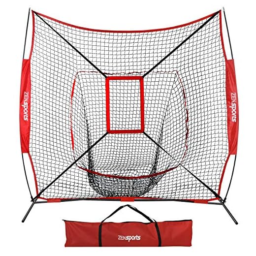 ZENY 7'×7' Baseball Softball Practice Net w/Strike Zone Hitting Batting Catching Pitching Training Net w/Carry Bag & Metal Bow Frame, Backstop Screen Baseball Equipment Training Aids