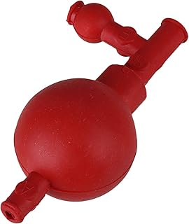 RDEXP 72x52x126mm Labware Red Rubber Pipette Filler Bulb with Three Valve for Chemistry Labware