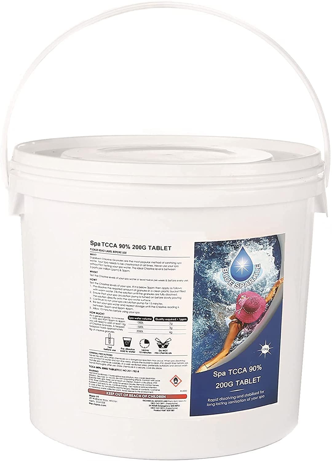 10 Kg STABILISED Chlorine Tablets 50x200g Large Dispenser Tablets Slow Release for Swimming Pools All Hot Tubs, Spas Water Pool Cleaning