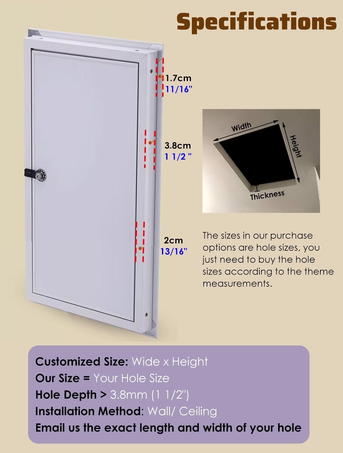[HAVUREL] 点検口 白い乾式壁の天井アクセスパネル、アルミハニカム、 施錠可能なエアコンユニットの屋根裏扉、 電気配管用壁穴