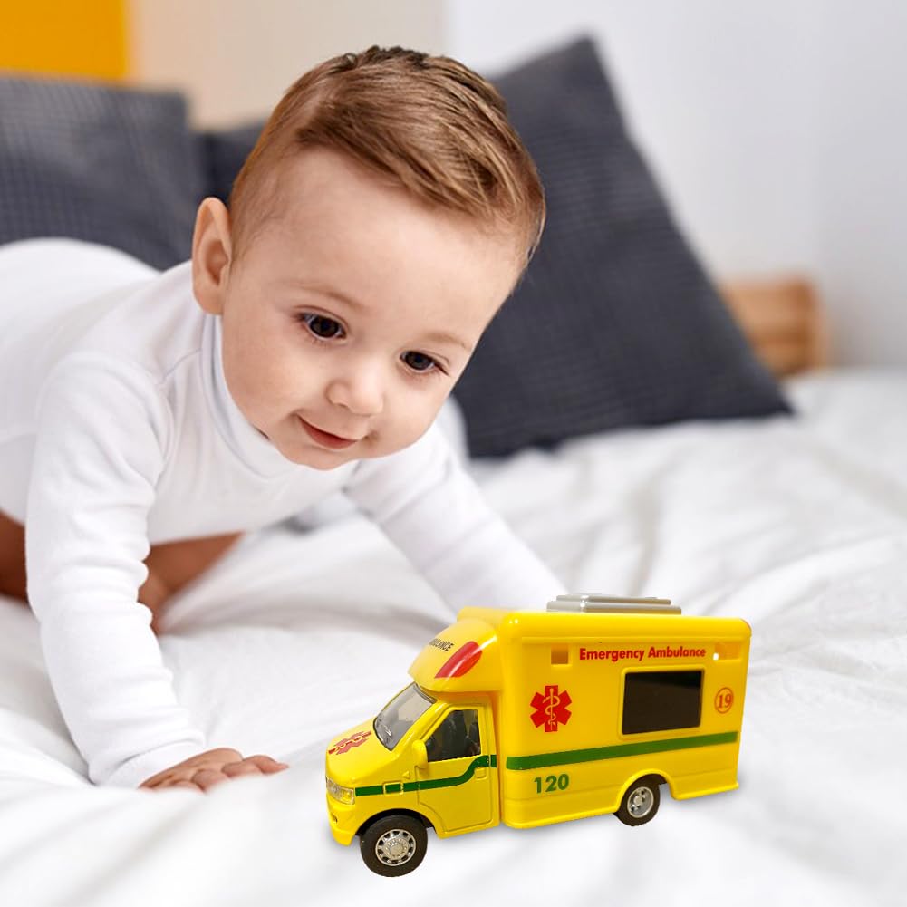 Juguete de Ambulancia de Emergencia, Educativos Metálico Mini Coches de Juguete, Regalo para Niños y Niñas Coche de Juguete para Niños a Partir de 3 Años 12.8 X 5.5 X 6.8 cm