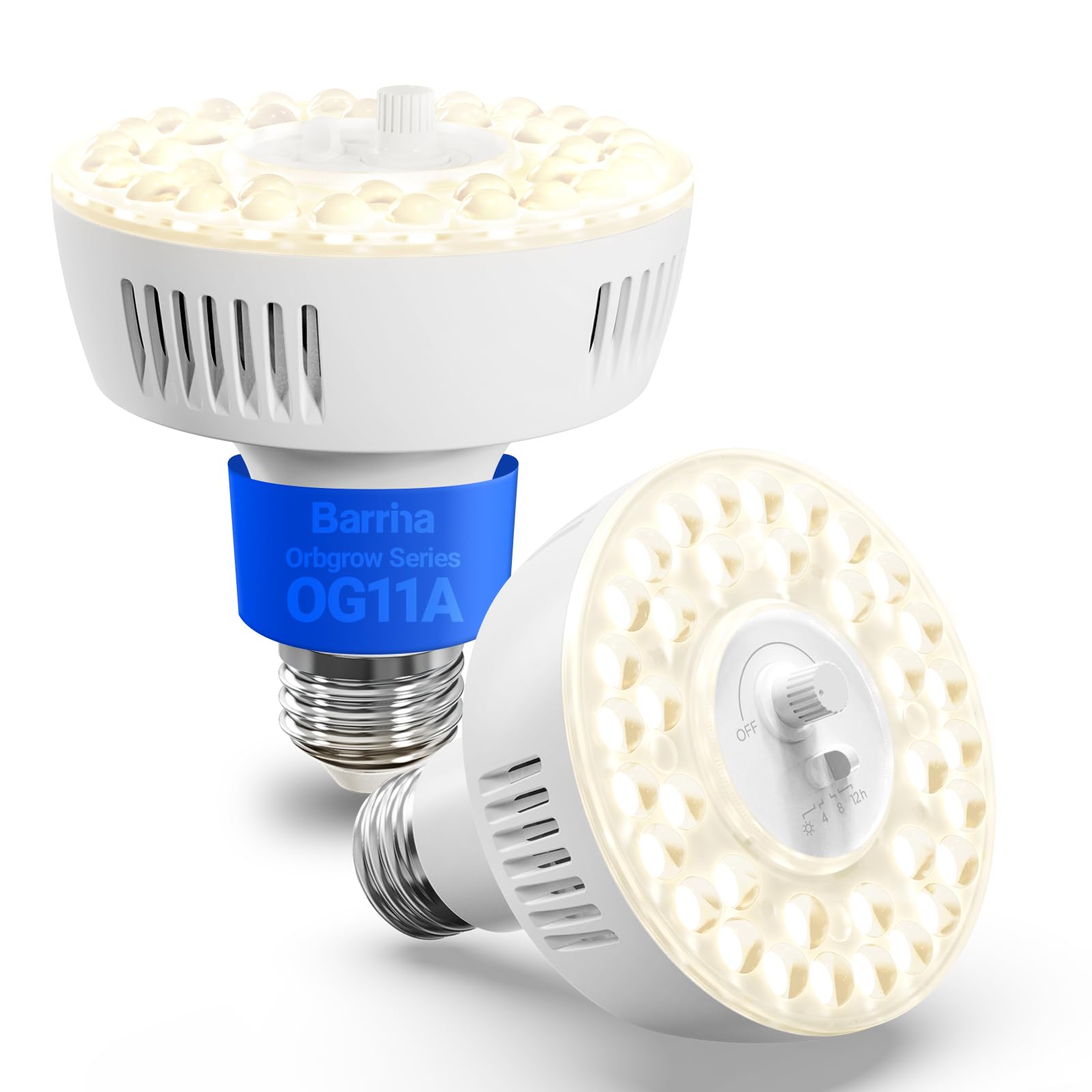 Barrina OG11A Grow Light Bulbs for Indoor Plant, 4000K 11W, 2 Packs, White