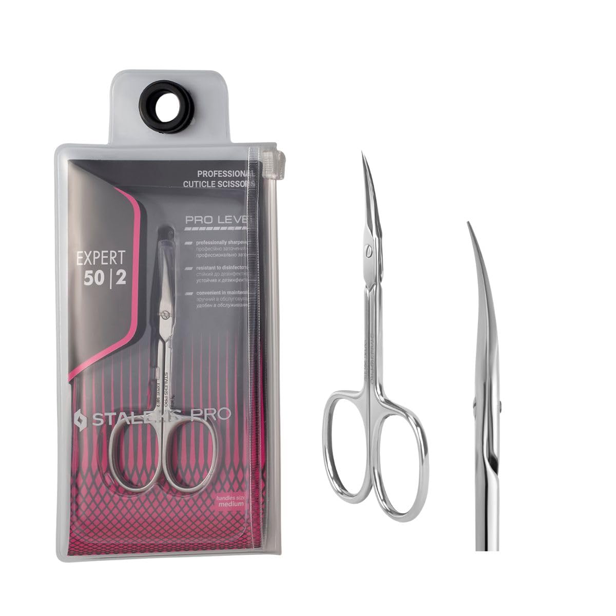 STALEKS PRO Forbici professionali per cuticole. Anelli ergonomici. Acciaio inossidabile. Expert SE-50/2