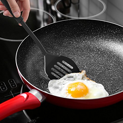 Kitchen Utensil and Gadget Set- Includes Plastic Spatula and Spoons by Chef Buddy- Cookware Set on a Ring (Six Piece Set)- Kitchen Essentials