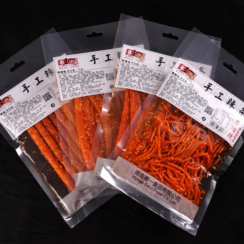 Miniatura 5 de wa sai luo Spicy Snack Web Celebrity Latiao Snacks 2.54 ozbolsa, gran pieza picante nostalgia picante, especialidad Hunan, gluten, aperitivos