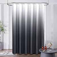 Vista 14 de BTTN Cortina de ducha extra larga de 96 pulgadas, juego de cortina de ducha de tela texturizada de lino degradado con 12 ganchos, cortina decorativa