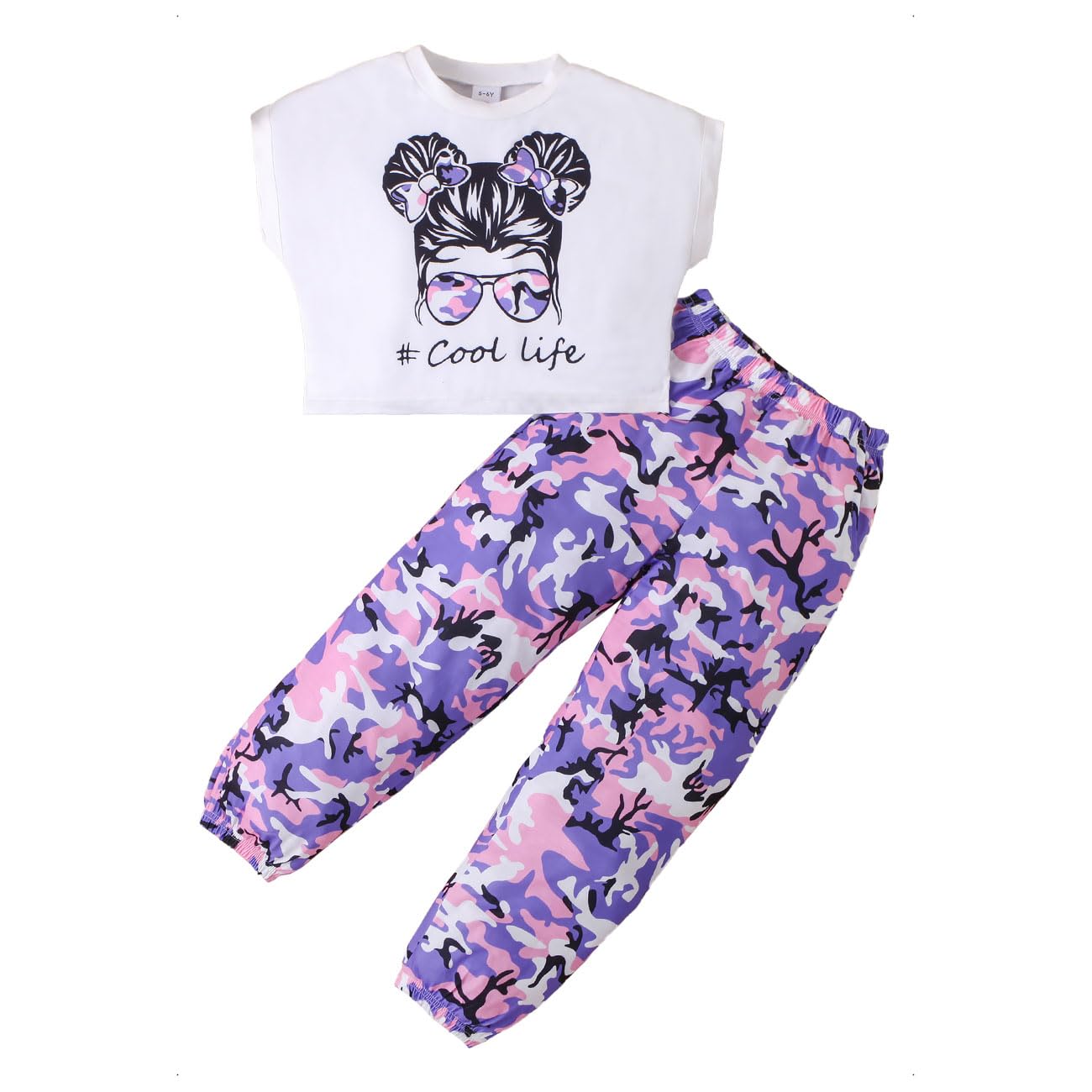 Zestawy odzieży dla dziewczynek na lato, hip hop, krótki rękaw, tank top + spodnie kamuflażowe z kieszenią, strój do tańca ulicznego, T-shirty, spodnie, zestaw odzieży dla dziewczynek w wieku