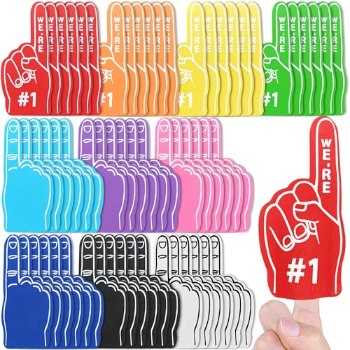 HAVAGDTM 60 PCS Mini Foam Finger Sports Hand Finger for Football Basketball Soccer Sports Themed Party Supplies