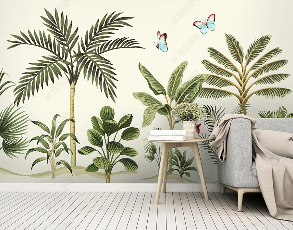 Papier peint intissé tropical lavable et résistant pour décoration murale