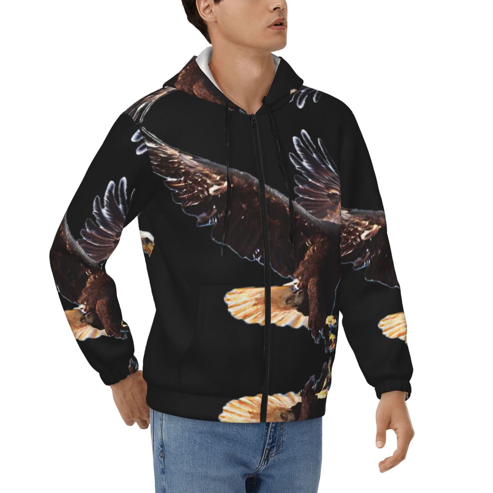 Veste à capuche thermique homme coupe ample Eagle zippée chaud - 8