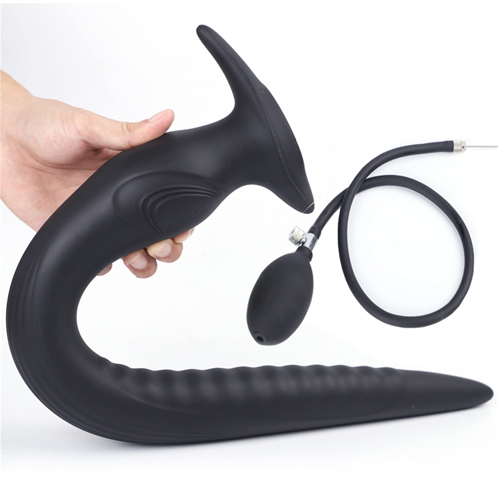 Analplug Aufblasbar Groß Super Lange Anal Plug Riesen Dildo Flüssiges Kieselgel Butt Plug Prostata Massagegerät Anus Dilatator Vaginaler Stimulator Für Männer Und Frauen Masturbator,Schwarz hohl,M