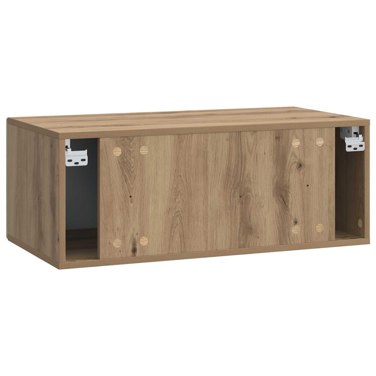 Générique Mobile TV da parete 59,5 x 31 cm in legno di ingegneria | Design vintage, porte incernierate a 90°, conservazione versatile, facile da pulire