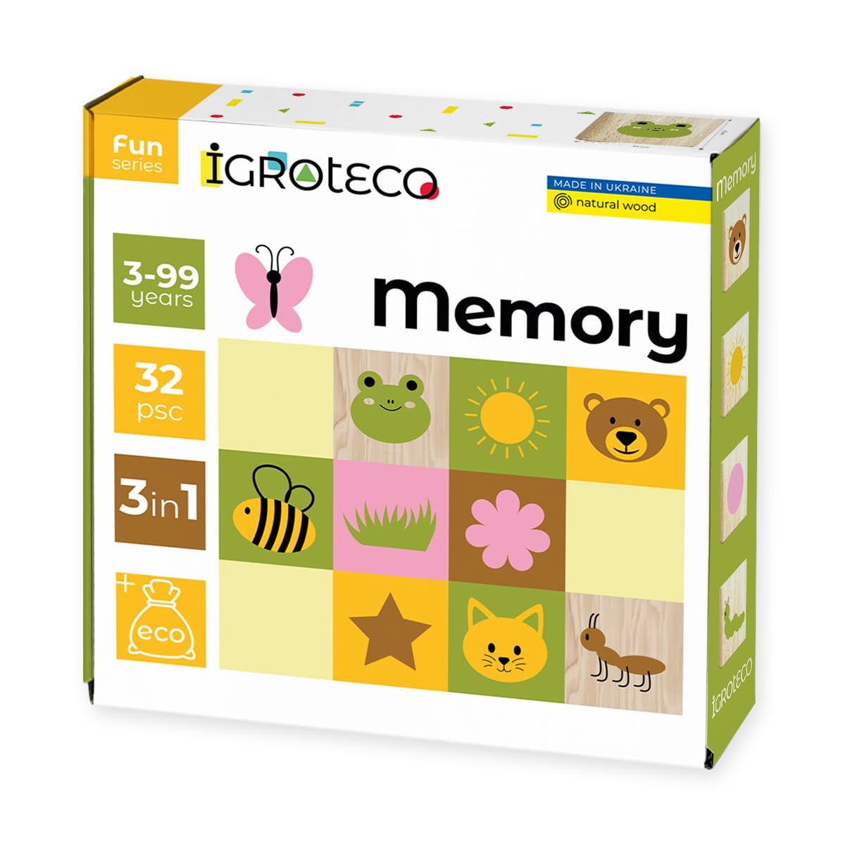 Igroteco® Memory Spiel aus Holz für Kinder ab 3 Jahren – Montessori Lernspiel mit Tiermotiven – Fördert Gedächtnis & Konzentration