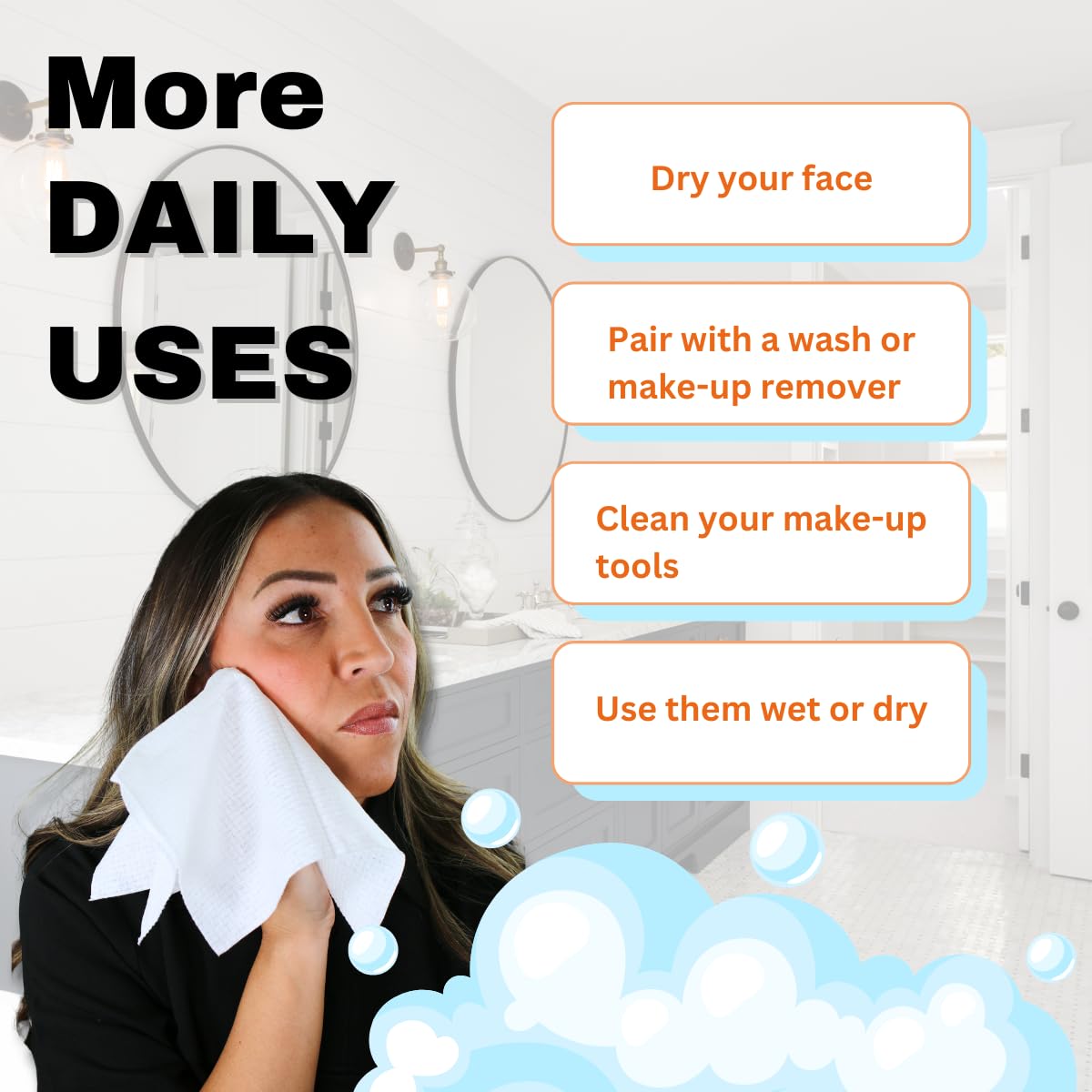 Toallas faciales desechables grandes, toallitas faciales, toallas faciales súper suaves y gruesas, toallas faciales de viaje XL, pañuelos desmaquillantes diarios, paños de limpieza facial seca para