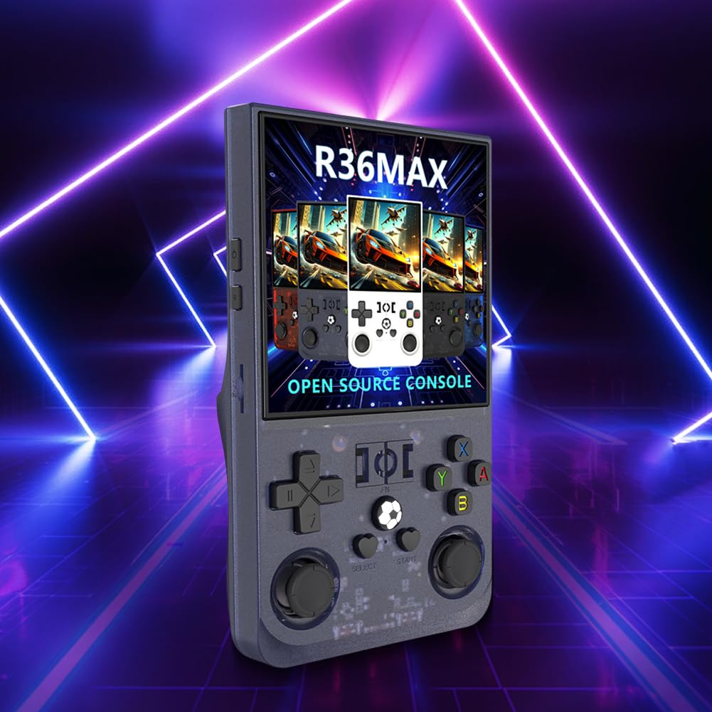 LYEAA R36MAX Console di gioco portatile retrò, console retrò da 4,0 pollici, giochi retrò in 1 console di gioco con sistema Linux open source, console di gioco portatile a batteria da 4000Ma
