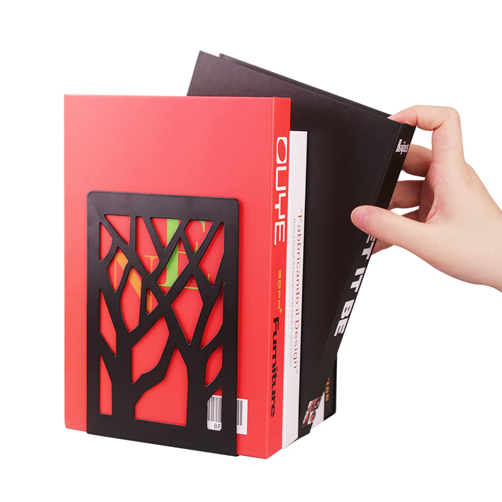 Bookends, 3 works Metal Bookends, Book Holder Shelf, CD Folder Holder - Image 2