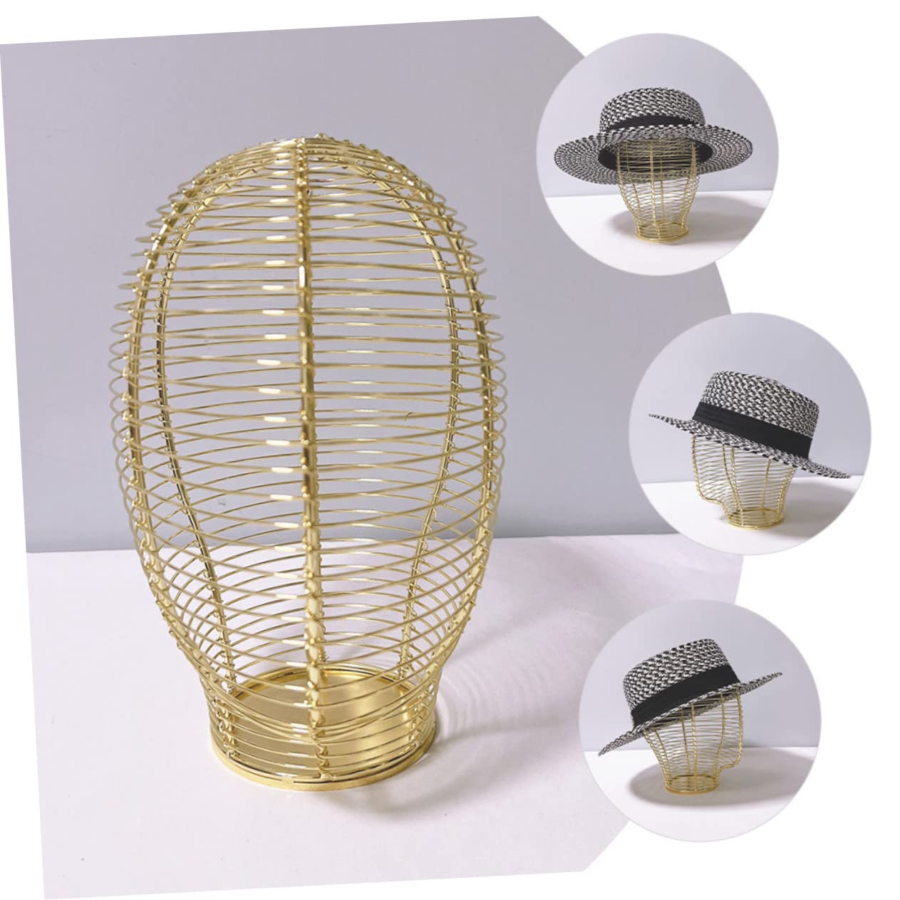 Perchero Resistente Metálico Diseño Dorado para Sombreros y Gorras Almacenamiento Único, Soporte en Tiendas y Supermercados