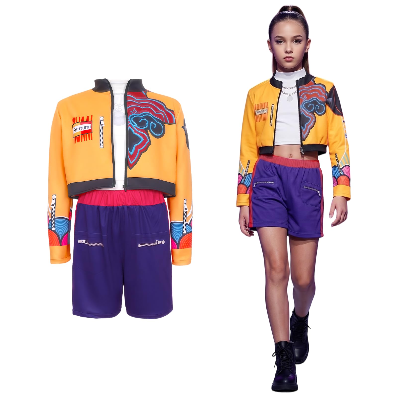 BORISCA 3PCS Kpop Outfits for Girls Kpop Dress up Pop Singers(110-160cm)