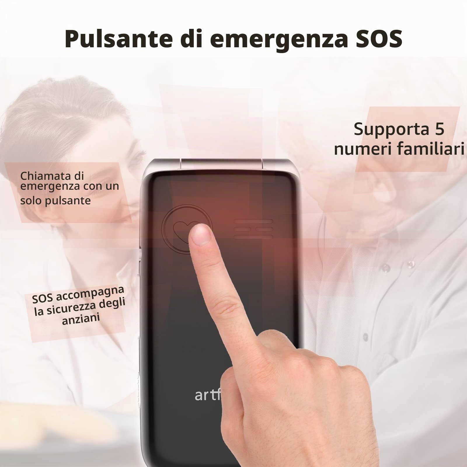 artfone F30 4G - Cellulare pieghevole senza contratto, tasti grandi, display a colori da 2,4 pollici, pulsante di emergenza SOS, stazione di ricarica, telefono cellulare per anziani, radio FM