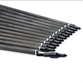 Pointdo 30inch Carbon Arrow Fluorescence Color Targeting and Practice and Hunting Arrows for Compound Bow and Recurve Bow with Removable Tips(Pack of 12) (Fluorescein Orange)