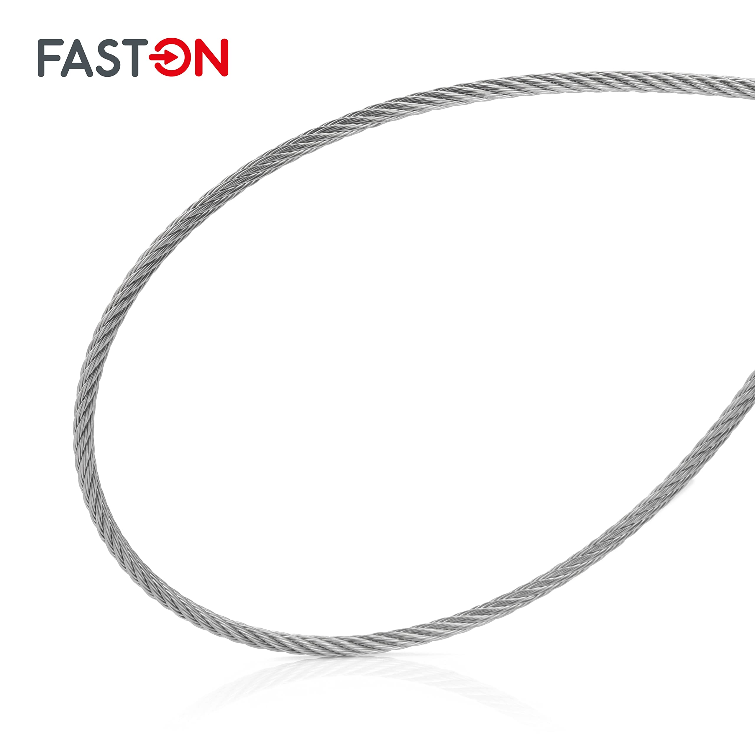 FASTON Drahtseil 6,0 mm 7x7 mittelweich Edelstahl A4 V4A (30 Meter) Drahtseile Edelstahldrahtseile Stahlseil Seil Seilwinde Ösen für Rollen Umlenkrolle Rankhilfe