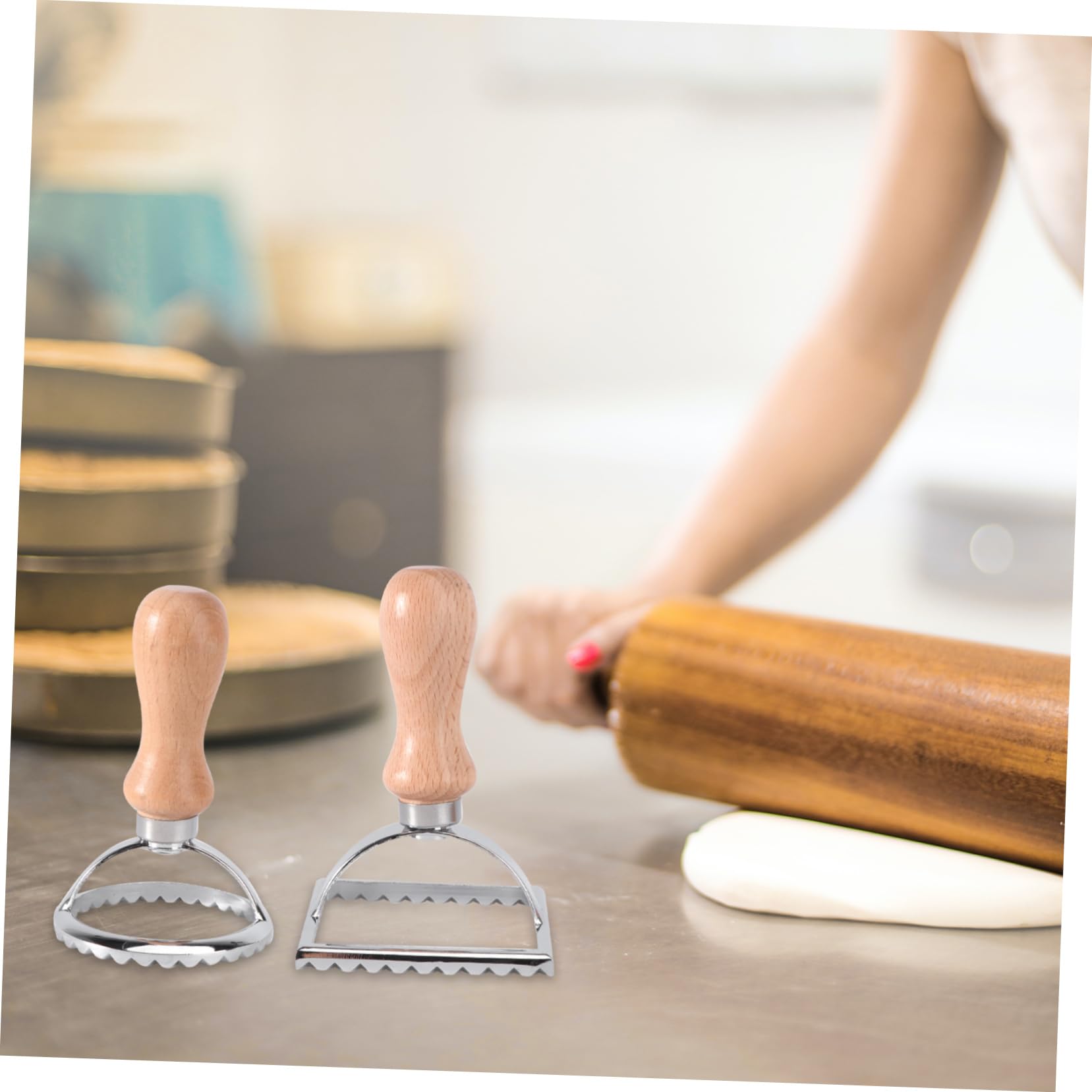 MAGICLULU 6stücke Teiliges Ausstechformen Für Kekse Lace Fondant Form Rund Und Holzgriff Für Plätzchen Und Dumpling-teig Backzubehör Für Kreative Küche