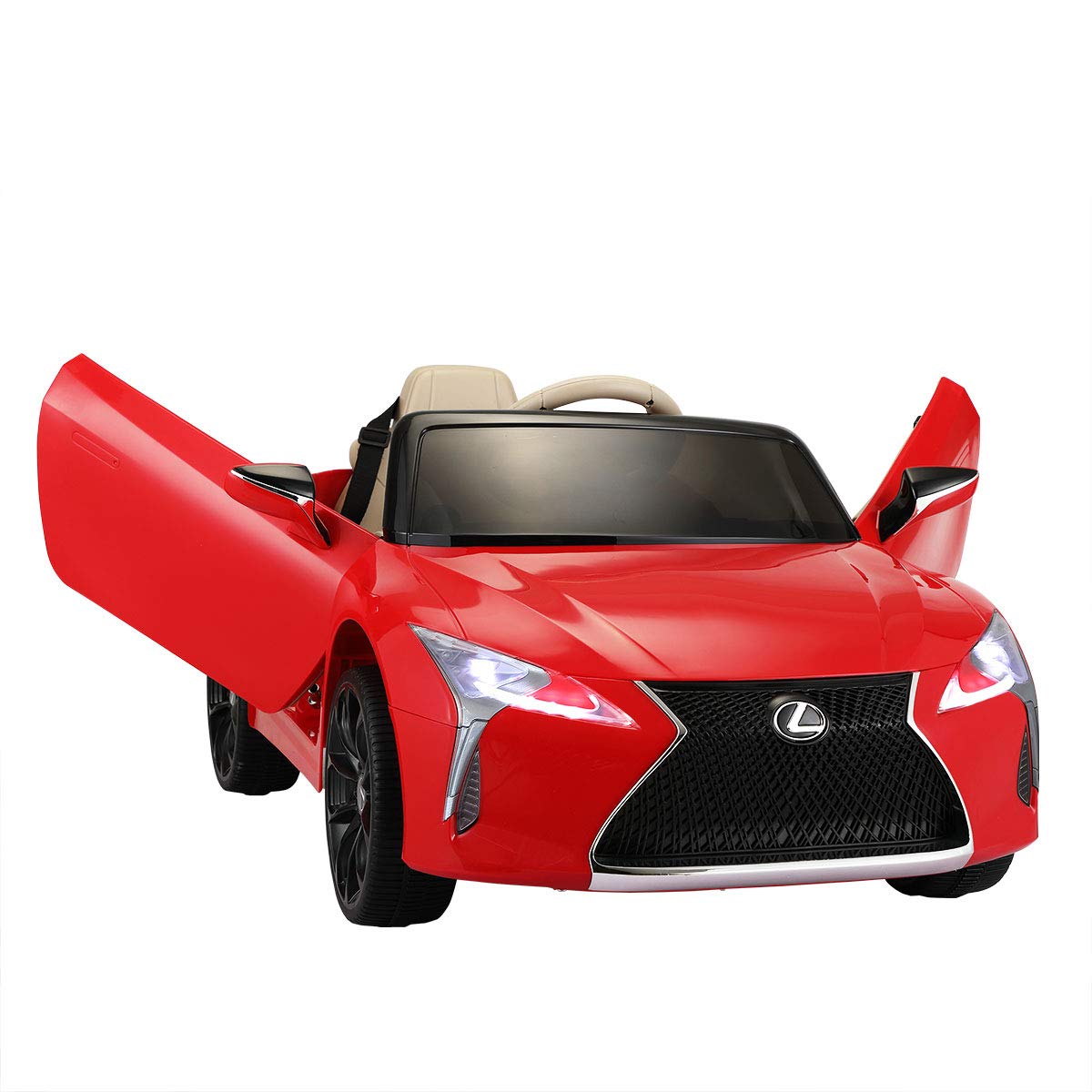 Dorsa 12V Kid Ride on Car, Lexus LC500 Licensed Electric Battery Vehicle with Music Horn MP3 LED Lights, Parental Remote Control, Red, LC500-Red