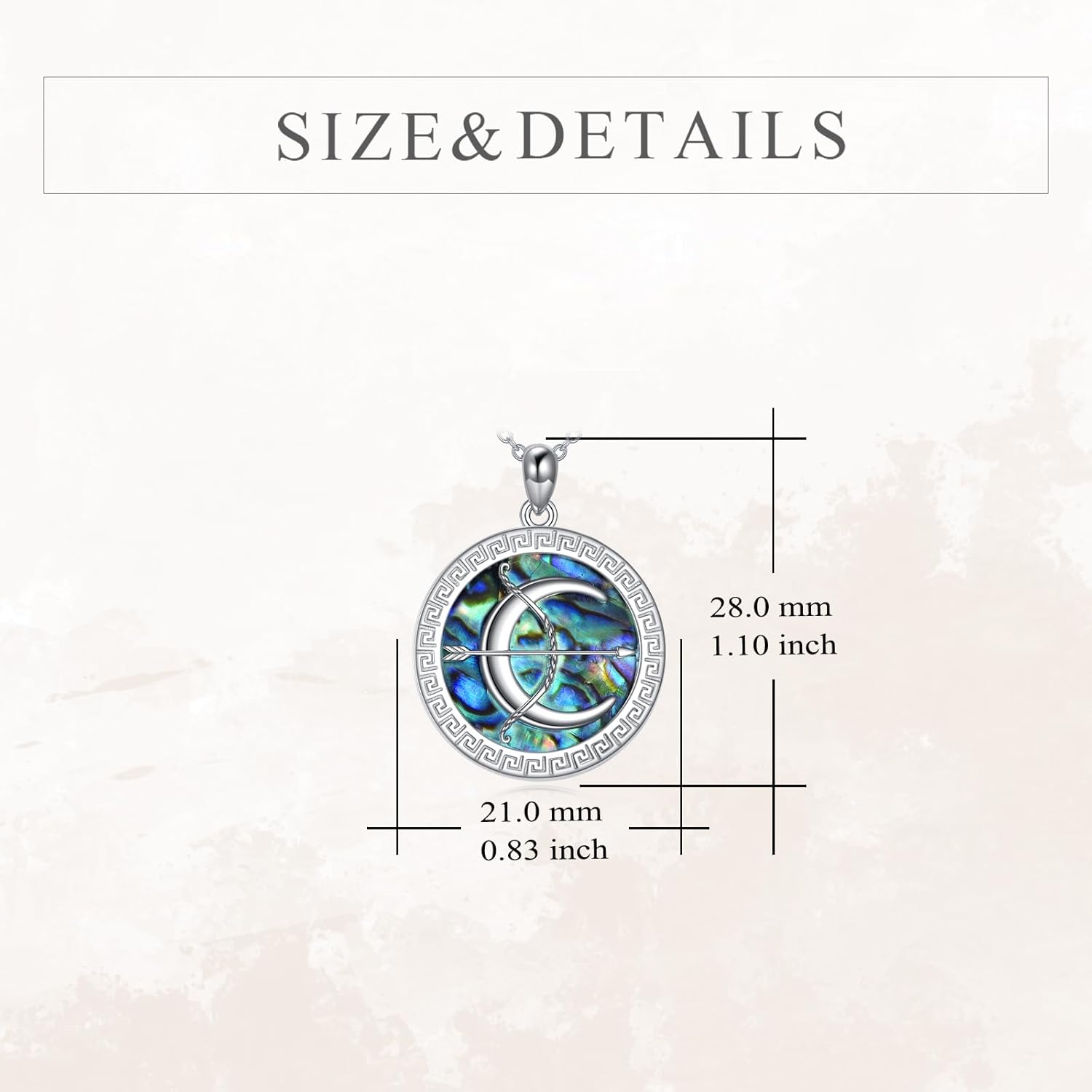 VONALA Artemis's/Poseidon's/Athena's/Weapons Necklace S925 Sterling Silver Plated Abalone Pendant Necklace for Women Men for Women Men