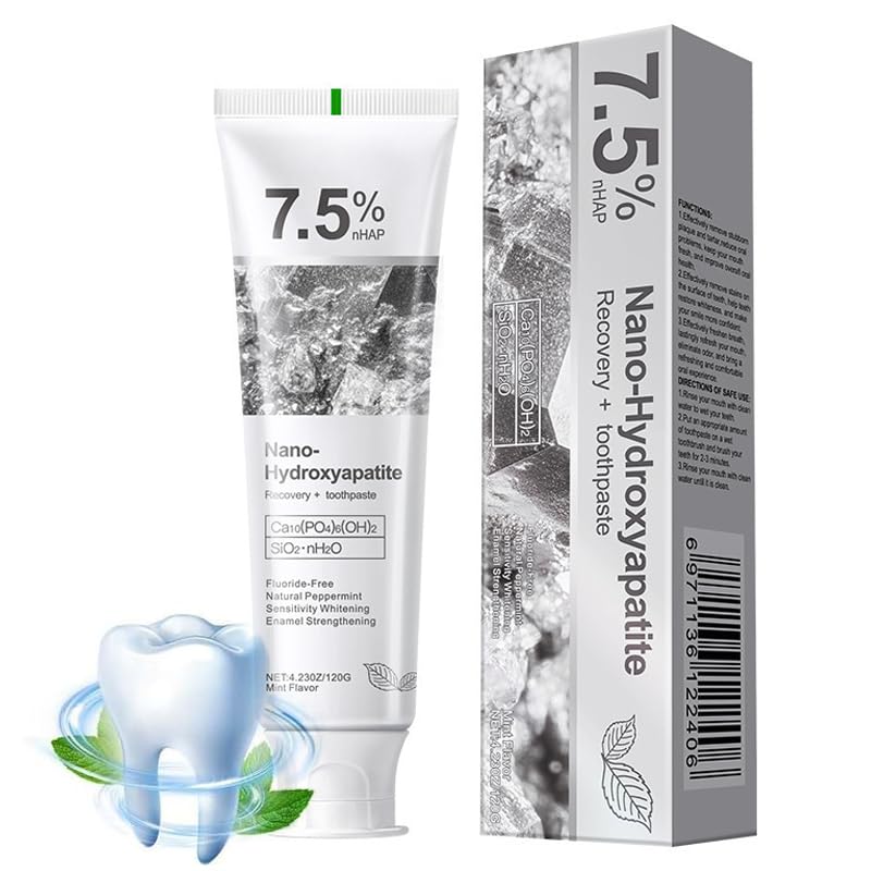 1pack 7.5% Hydroxyapatite Toothpaste for Advanced Enamel Protection&Tooth Strengthening Gentle and Effective Formula Fluoride-Free Whitening Toothpaste for Sensitive Teeth Fresh Breath Daily Use