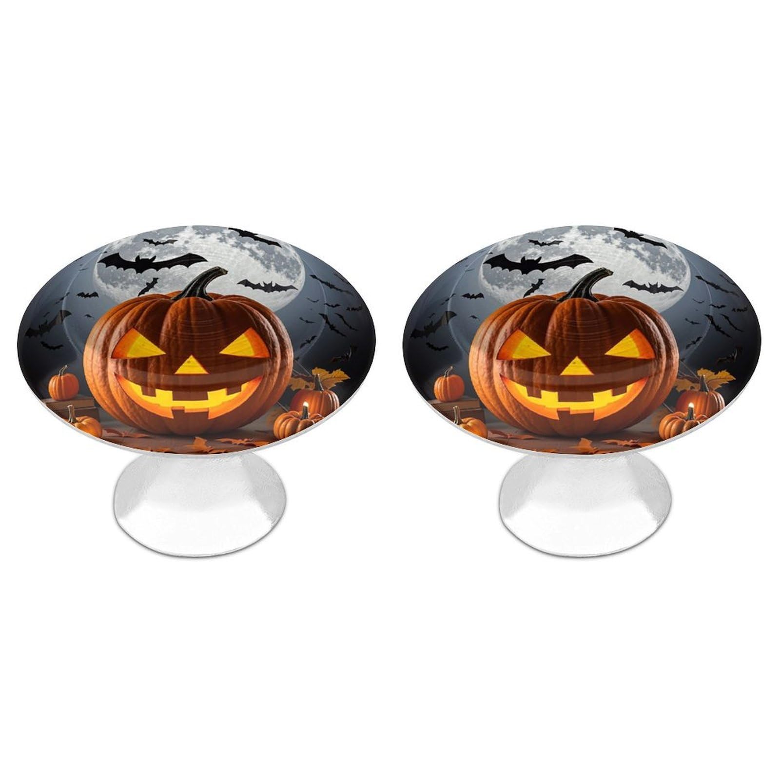 FekiLoot Round Cabinet Knob 2 Pack Kitchen Drawer Knobs Stainless Steel Round Drawer Pulls Modern Cabinet Hardware Halloween Moon Bat Pumpkin Drawer Hardware for Dresser Closet Door Knobs