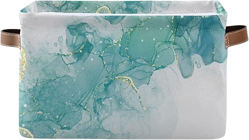 Miniatura 2 de ALAZA Cesta de almacenamiento de mármol verde azulado turquesa menta para estantes para organizar el armario, estante del cuarto del bebé, juguetes
