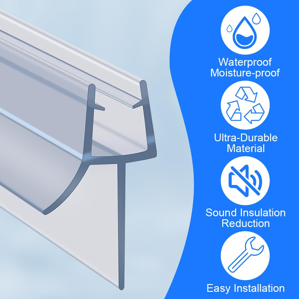 NIAWECAN Shower Door Seal Strip, 2 Pcs Clear Shower Screen Seal Strip for 8-10mm Glass - Image 4