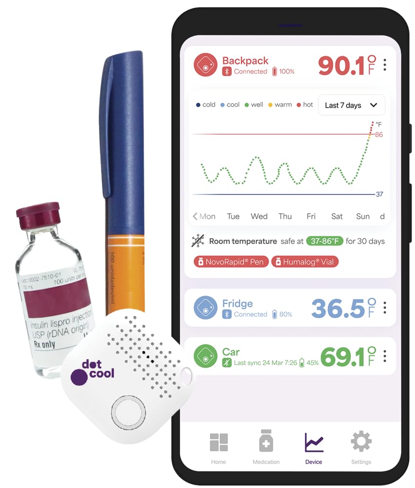 Thermomètre sans fil pour l'insuline et les médicaments avec APP