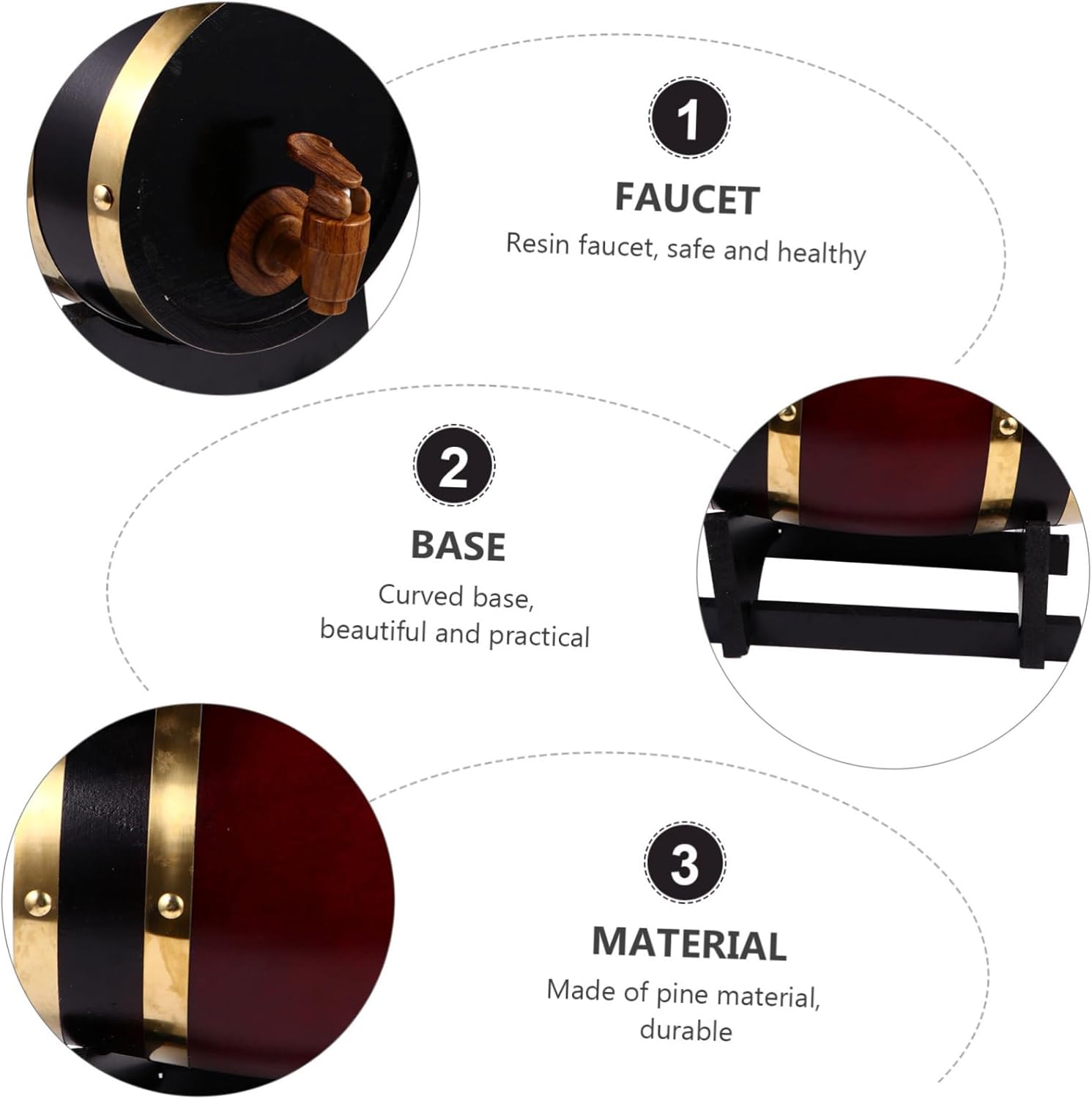 1pc Antique Wooden Beer Cask Oak Barrel for Wine Beer and Spirits Decorative Home Bar Accessory Rustic Cask for Beverage Storage and Display