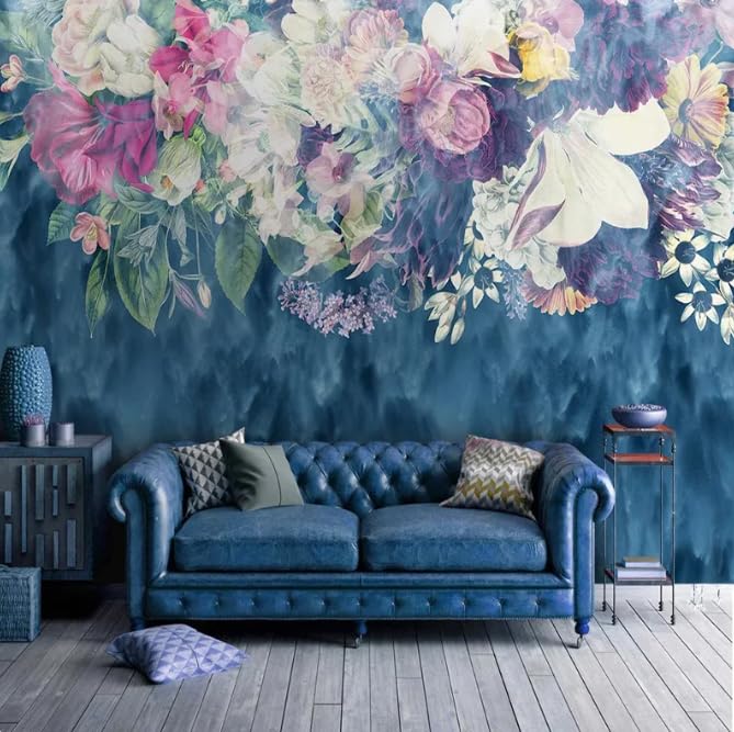 Papier peint rétro fleurs 3D grand format 450x315 cm