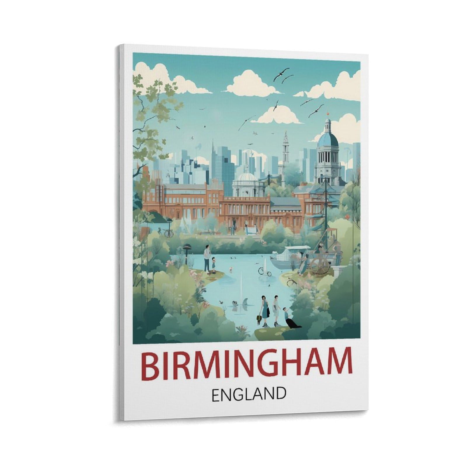 Losnabo Frame-Style Birmingham England Vintage Travel Posters 12X18inch(30X45cm) Canvas Wall Poster And Art Picture Print Modern Home Bedroom Decor